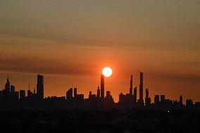 US Open - The Sun Sets Behind The Manhattan Skyline