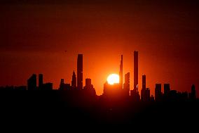 US Open - The Sun Sets Behind The Manhattan Skyline