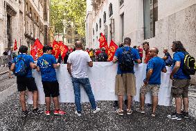 Italian Bus Industry Workers Protest In Rome