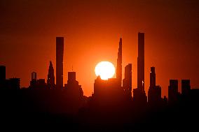 US Open - The Sun Sets Behind The Manhattan Skyline