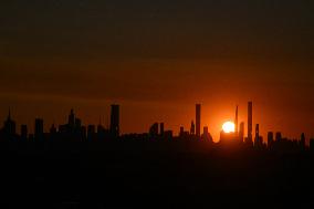 US Open - The Sun Sets Behind The Manhattan Skyline