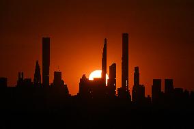 US Open - The Sun Sets Behind The Manhattan Skyline