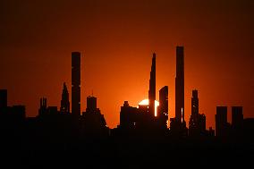 US Open - The Sun Sets Behind The Manhattan Skyline