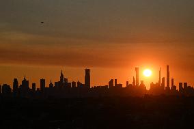 US Open - The Sun Sets Behind The Manhattan Skyline