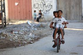 Children Play In Nuseirat Refugee Camp - Gaza