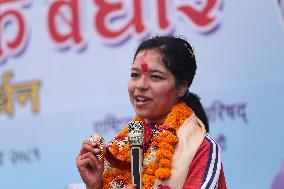 Nepal's Record Setting Paralympics Medalist Palesha Goverdhan Receives Heroic Welcome Back Home