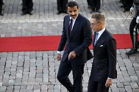 Emir of Qatar, Sheikh Tamim bin Hamad al-Thani during official state visit to Finland