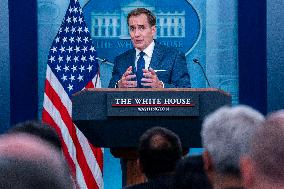 White House National Security Communications Advisor John Kirby and White House Press Secretary Karine Jean-Pierre hold daily pr