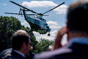 President Biden departs the White House for Westby, Wisconsin to deliver remarks on his Investing in America agenda.