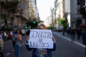 Retirees, Social Organizations, and Unions Protest in Front of National Congress in Buenos Aires