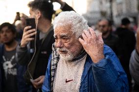 Retirees, Social Organizations, and Unions Protest in Front of National Congress in Buenos Aires