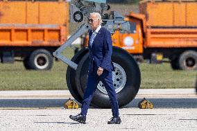 President Joe Biden Lands In Battleground La Crosse, Wisconsin