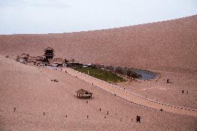 Mingsha Mountain Crescent Spring in Jiuquan