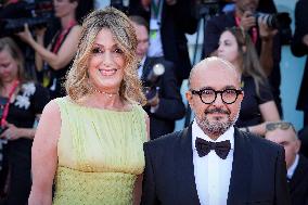 Minister Gennaro Sangiuliano And Federica Corsini Attend A Red Carpet For "Beetlejuice Beetlejuice" During The 81st Venice Inter