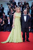 Minister Gennaro Sangiuliano And Federica Corsini Attend A Red Carpet For "Beetlejuice Beetlejuice" During The 81st Venice Inter