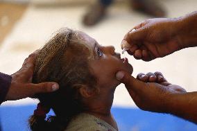 Children Given Polio Vaccine - Gaza