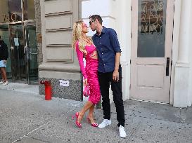 Paris Hilton Kissing Her Husband Carter Rheum - NYC