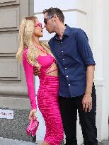 Paris Hilton Kissing Her Husband Carter Rheum - NYC