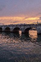 Seine River Sunset Illustrations - Paris