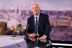 Newly Appointed PM Michel Barnier On TV Channel TF1 - Boulogne-Bilancourt