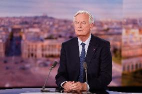 Newly Appointed PM Michel Barnier On TV Channel TF1 - Boulogne-Bilancourt