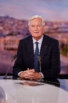 Newly Appointed PM Michel Barnier On TV Channel TF1 - Boulogne-Bilancourt