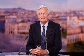 Newly Appointed PM Michel Barnier On TV Channel TF1 - Boulogne-Bilancourt