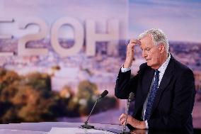 Newly Appointed PM Michel Barnier On TV Channel TF1 - Boulogne-Bilancourt