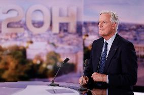 Newly Appointed PM Michel Barnier On TV Channel TF1 - Boulogne-Bilancourt