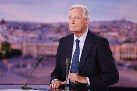 Newly Appointed PM Michel Barnier On TV Channel TF1 - Boulogne-Bilancourt