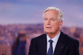 Newly Appointed PM Michel Barnier On TV Channel TF1 - Boulogne-Bilancourt