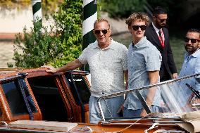 81st Mostra - Kevin Costner And His Son At Excelsior Hotel