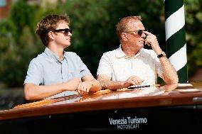 81st Mostra - Kevin Costner And His Son At Excelsior Hotel