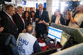 PM Michel Barnier Visits SAMU de Paris headquarters at Necker hospital - Paris