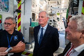 PM Michel Barnier Visits SAMU de Paris headquarters at Necker hospital - Paris