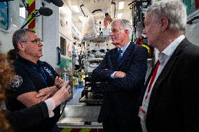 PM Michel Barnier Visits SAMU de Paris headquarters at Necker hospital - Paris