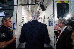 PM Michel Barnier Visits SAMU de Paris headquarters at Necker hospital - Paris