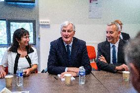 PM Michel Barnier Visits SAMU de Paris headquarters at Necker hospital - Paris