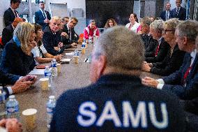 PM Michel Barnier Visits SAMU de Paris headquarters at Necker hospital - Paris