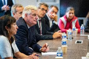 PM Michel Barnier Visits SAMU de Paris headquarters at Necker hospital - Paris