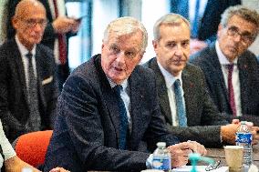 PM Michel Barnier Visits SAMU de Paris headquarters at Necker hospital - Paris