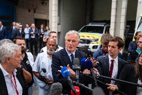 PM Michel Barnier Visits SAMU de Paris headquarters at Necker hospital - Paris