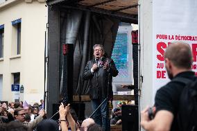 Jean-Luc Melenchon At Rally Against Appointment Of New French PM - Paris