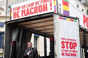 Jean-Luc Melenchon At Rally Against Appointment Of New French PM - Paris