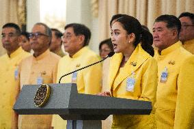 Thai Prime Minister Paetongtarn Shinawatra Leads Newly Appointed Cabinet Special Meeting To Prepare Policy Statement.