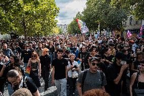 Demonstration In Rennes Against Emmanuel Macron's ''Coup De Force''