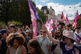 Demonstration In Rennes Against Emmanuel Macron's ''Coup De Force''