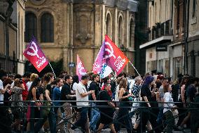 Demonstration In Rennes Against Emmanuel Macron's ''Coup De Force''