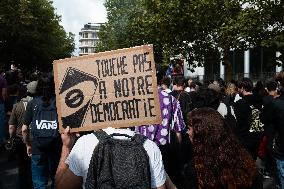 Demonstration In Rennes Against Emmanuel Macron's ''Coup De Force''