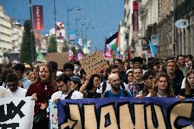 Demonstration In Rennes Against Emmanuel Macron's ''Coup De Force''